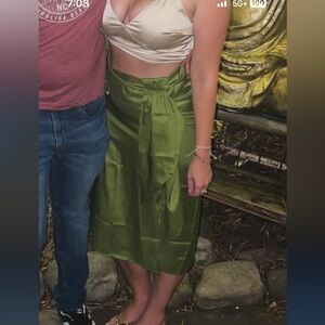 Banana Republic Olive Satin Skirt